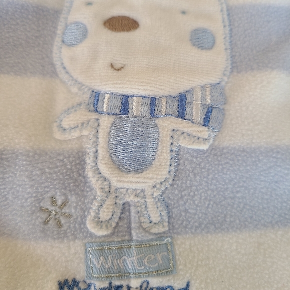 Light blue and white striped soft fleece lined overalls - Picture 4 of 4